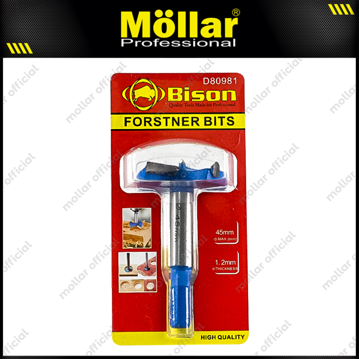 BISON D80981 Mata Bor Kayu Engsel Sendok 45 mm / Forstner Bit