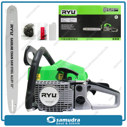 RYU RGS22 Mesin Gergaji Kayu Bensin 22" / Gasoline Chain Saw Steel Alloy