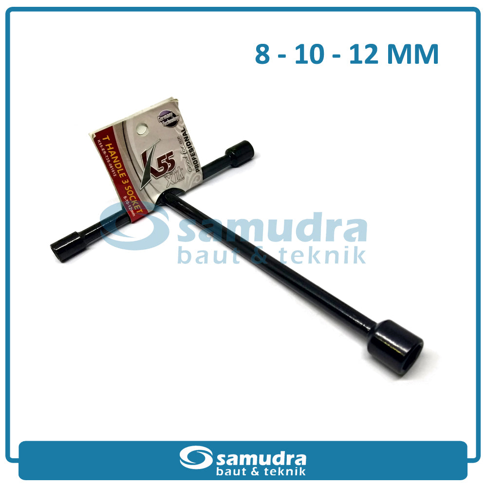 K55 ER-T3S-081012 Kunci Sok T Hitam 3 Mata 8-10-12 mm