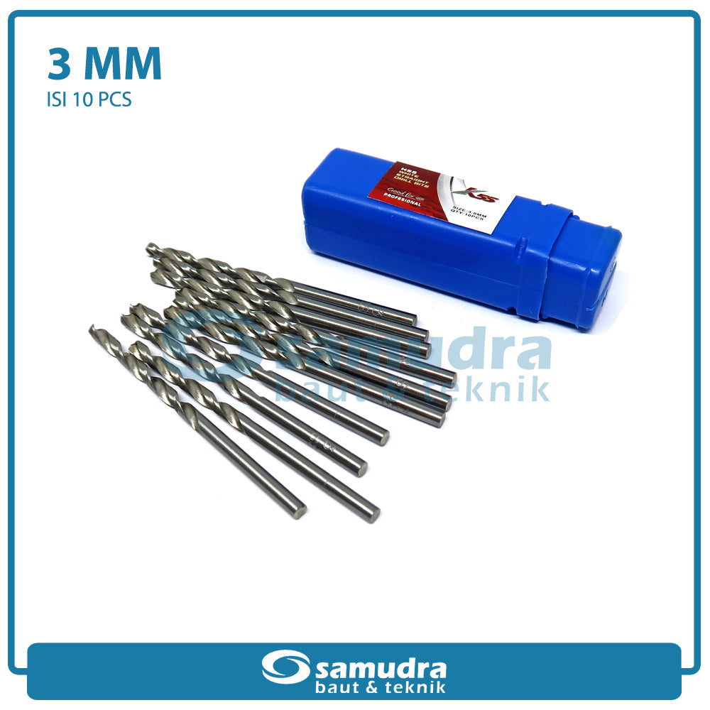 K55 10 Pcs Mata Bor Besi 3 Mm Matabor Kayu Aluminium Hss Drill Bits