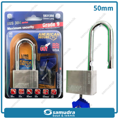 AMERICANSECURE Gembok 50 mm Long / Gembok Leher Panjang
