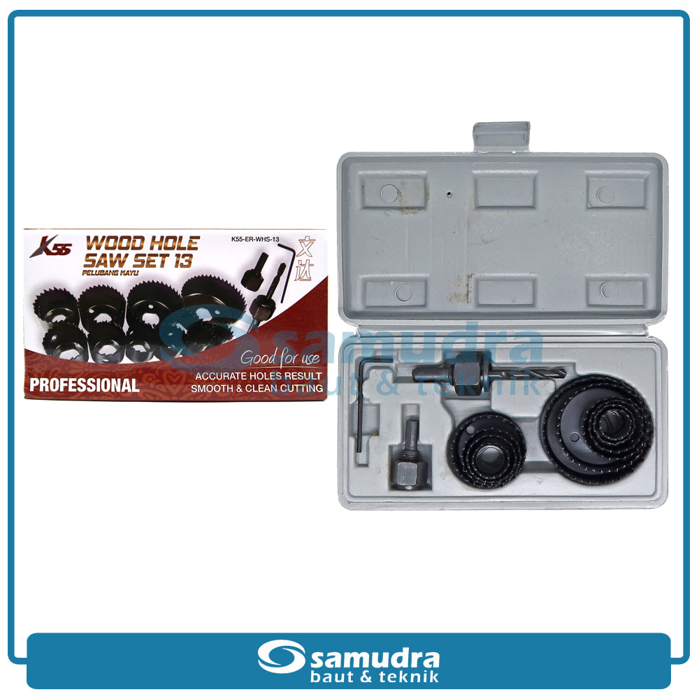 K55 K55-ER-WHS-13 Hole Saw Set 13 pcs / Mata Bor Holesaw Kayu