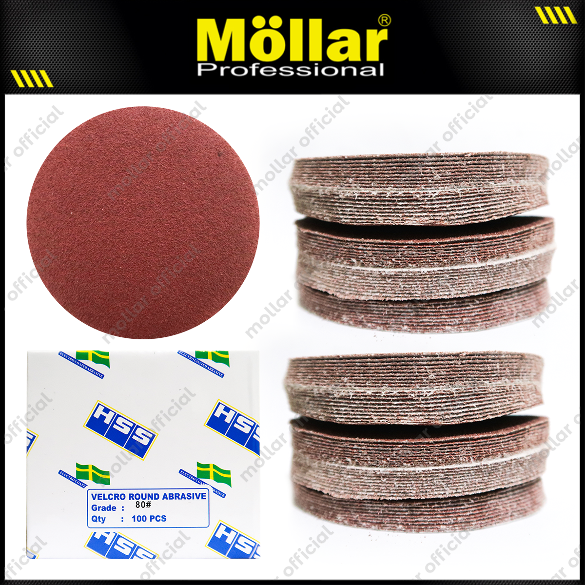 HSS Amplas Bulat No 80 Amplas Velcro Tempel Mata Gerinda 4 Inch - 100 Pcs