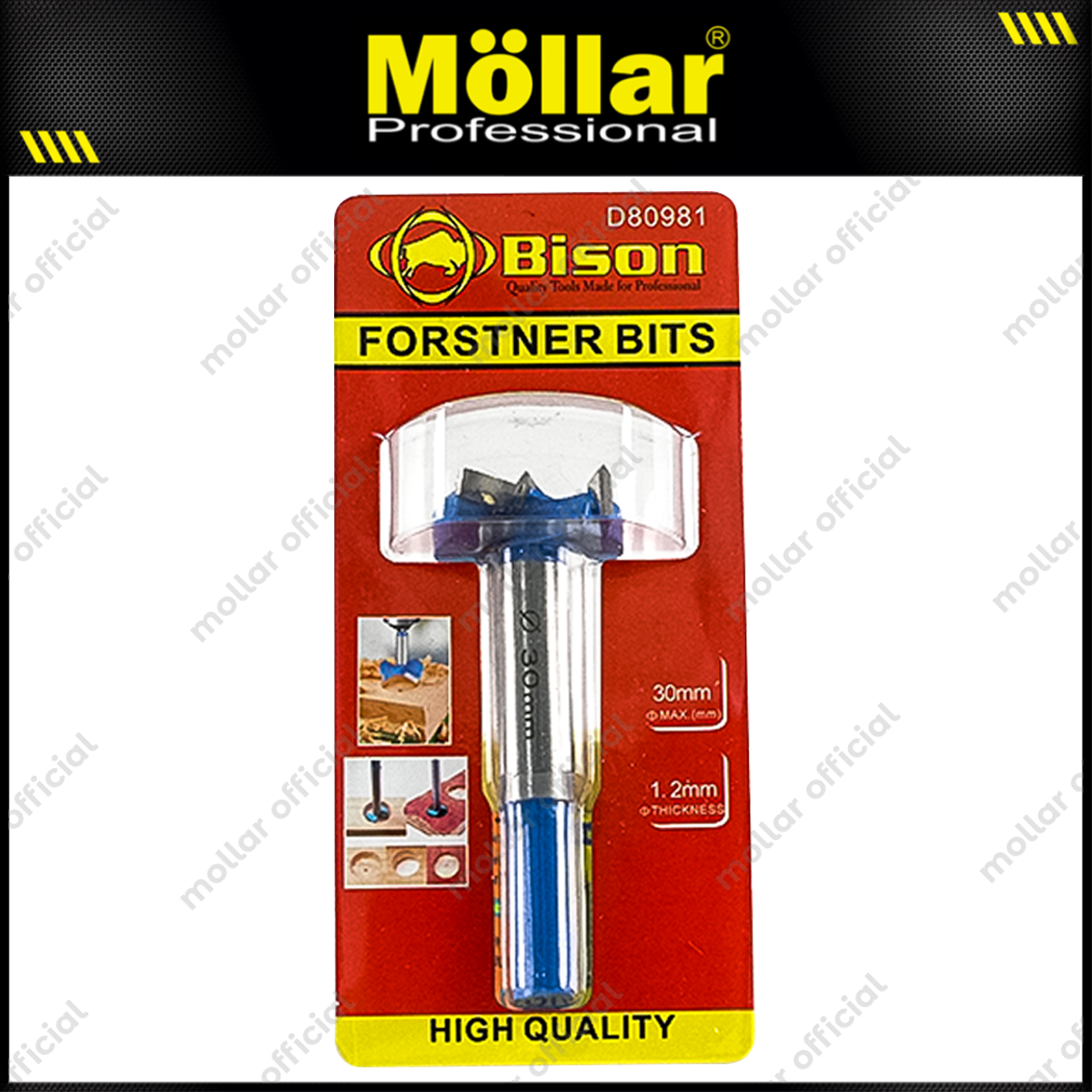 BISON D80981 Mata Bor Kayu Engsel Sendok 30 mm / Forstner Bit