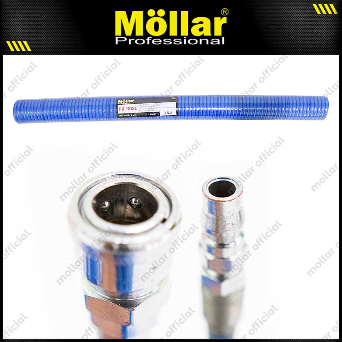 MOLLAR Selang Spiral 15 meter Biru 8 x 5 mm / Selang Recoil (1/40)