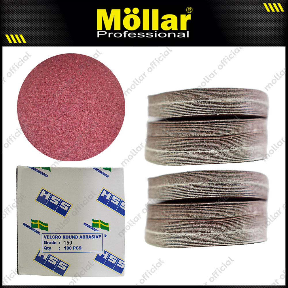 HSS Amplas Bulat No 150 Amplas Velcro Tempel Mata Gerinda 4 Inch - 100 Pcs