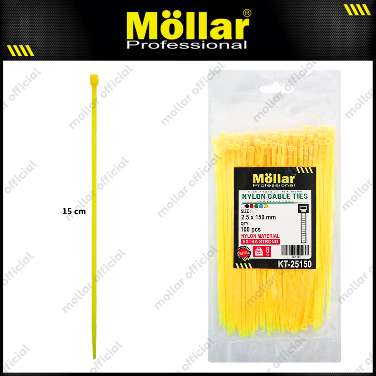 MOLLAR KT-25150 Kabel Ties 2.5x150 mm Kuning
