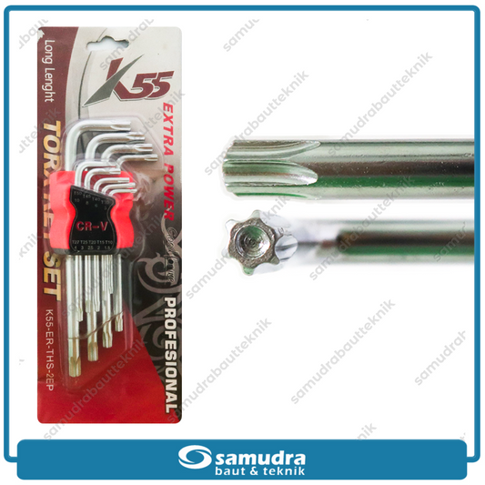 K55 ER-THS-2EP Kunci L Set Panjang 9 pcs Long Bintang T10-T50