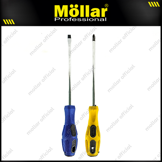 [PAKET] 2 Set HDT Obeng 6" Inch (+) (-) Plus Minus Gagang Karet 150 Mm