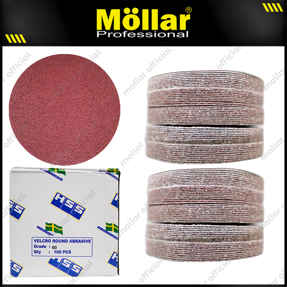 HSS Amplas Bulat No 60 Amplas Velcro Tempel Mata Gerinda 4 Inch - 100 Pcs