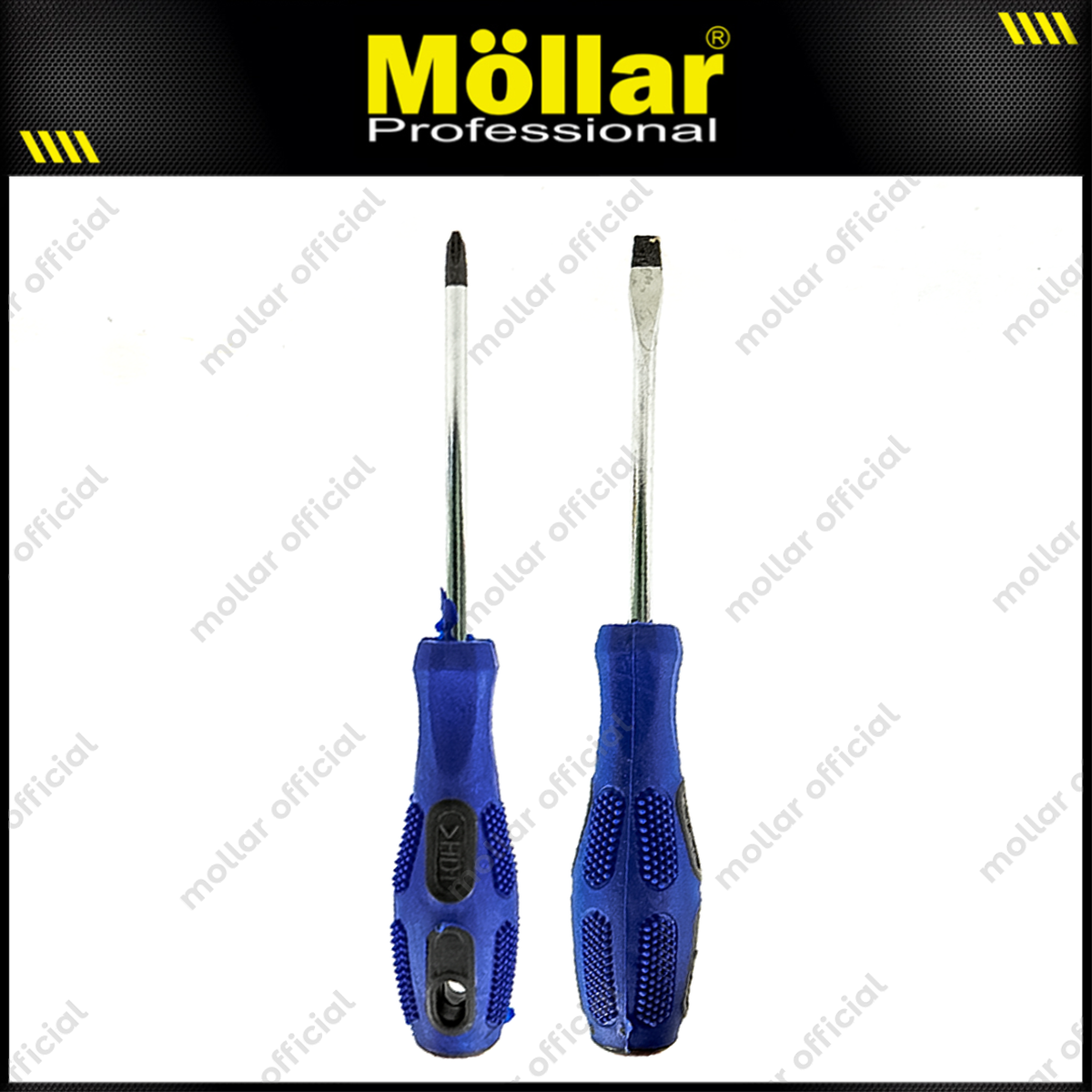 [PAKET] 2 Set HDT Obeng 4" Inch (+) (-) Plus Minus Gagang Karet 100 Mm