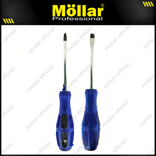 [PAKET] 2 Set HDT Obeng 4" Inch (+) (-) Plus Minus Gagang Karet 100 Mm