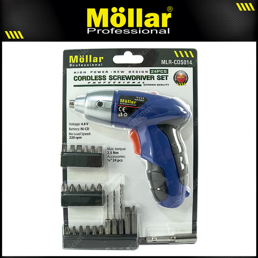 MOLLAR CDS014 Mesin Bor Obeng Baterai Cordless Screwdriver Set 4.8V