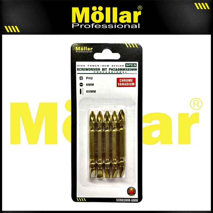 MOLLAR Mata Bor Obeng PH2 65 mm Plus Minus Screwdriver Bit Set - 1 Set