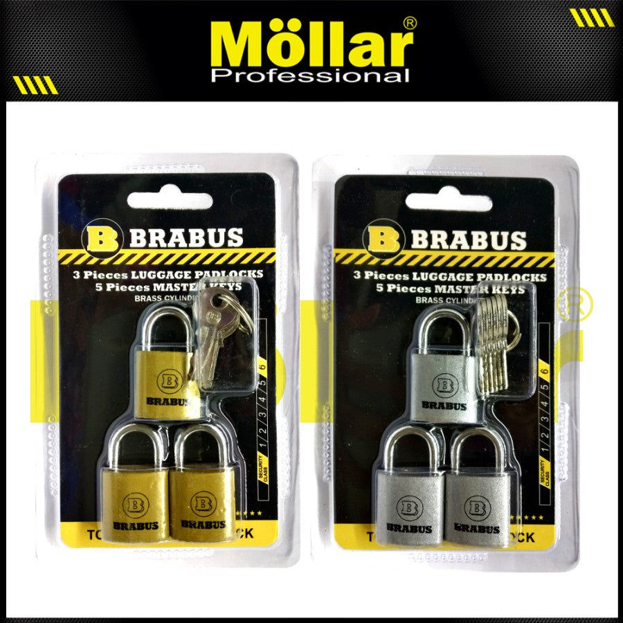 BRABUS 3 Pcs Gembok Mini 20 Mm Tas Koper Set Master Key