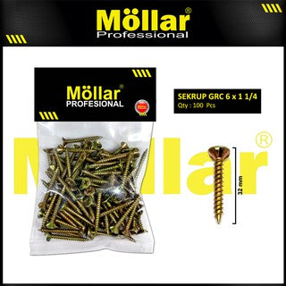 MOLLAR 93-007 Sekrup GRC 6 x 1-1/4 - 100 pcs