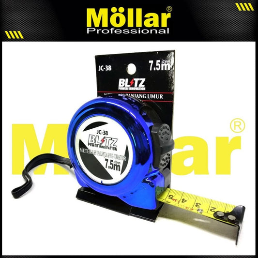 BLITZ Roll Meteran Panjang Umur 7.5 Meter x 25 mm Warna Biru