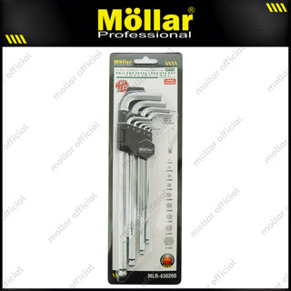 MOLLAR MLR-430200 Kunci L Set Panjang Ballpoint 9 Pcs 1.5-10 mm