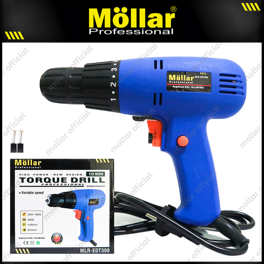 MOLLAR EDT300 Mesin Bor Listrik Obeng Torsi Torque Drill 10mm 300 Watt