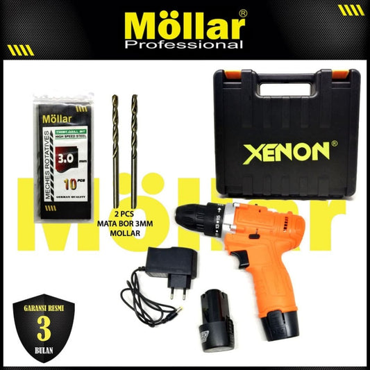 [PAKET] XENON CDD500 Bor Cordless & MOLLAR 2 Pcs Mata Bor Besi 3 mm