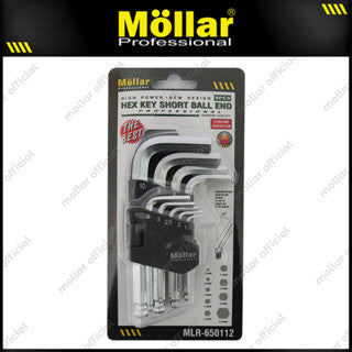 MOLLAR MLR-650112 Kunci L Set Pendek Ballpoint 9 Pcs 1.5-10 mm