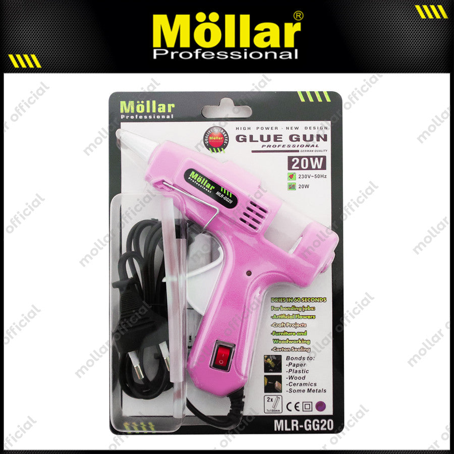 MOLLAR Mesin Lem Tembak Kecil 20 Watt / Glue Gun - Pink