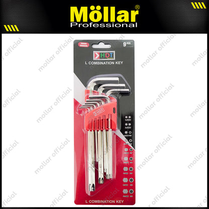 HDT 9LC Kunci L Set Panjang Kombinasi Bintang 9 pcs