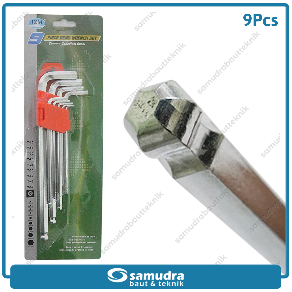 IZUMO Kunci L Set Panjang Ballpoint 9 Pcs 1.5-10 mm