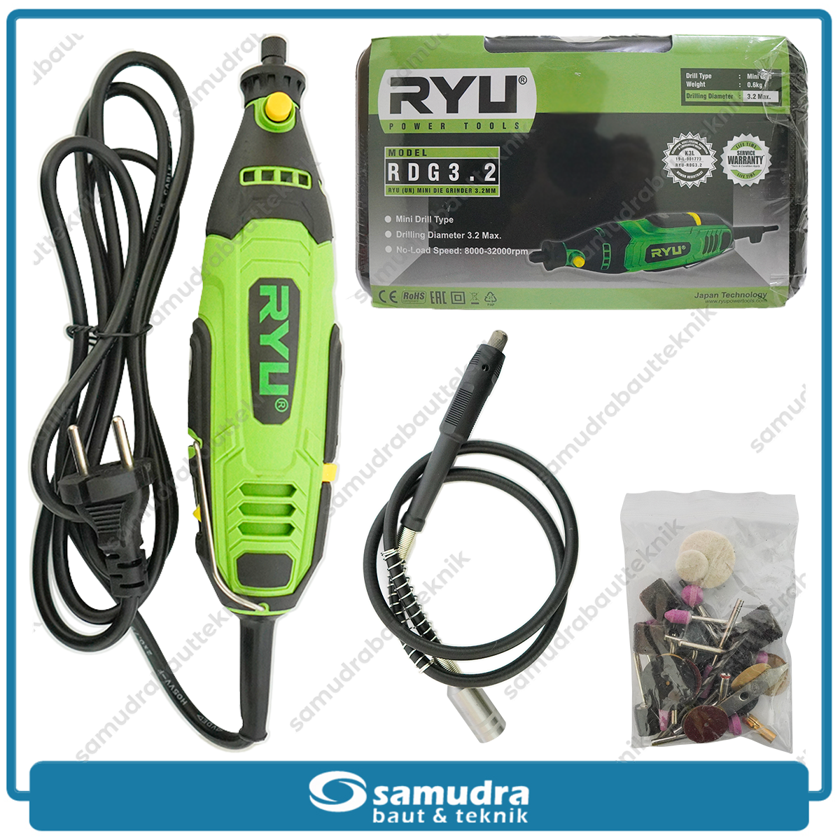 RYU RDG3.2 Mesin Mini Grinder Set 40 pcs Box Plastik