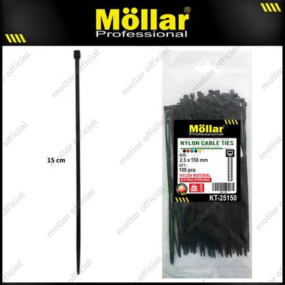 MOLLAR KT-25150 Kabel Ties 2.5x150 mm Hitam
