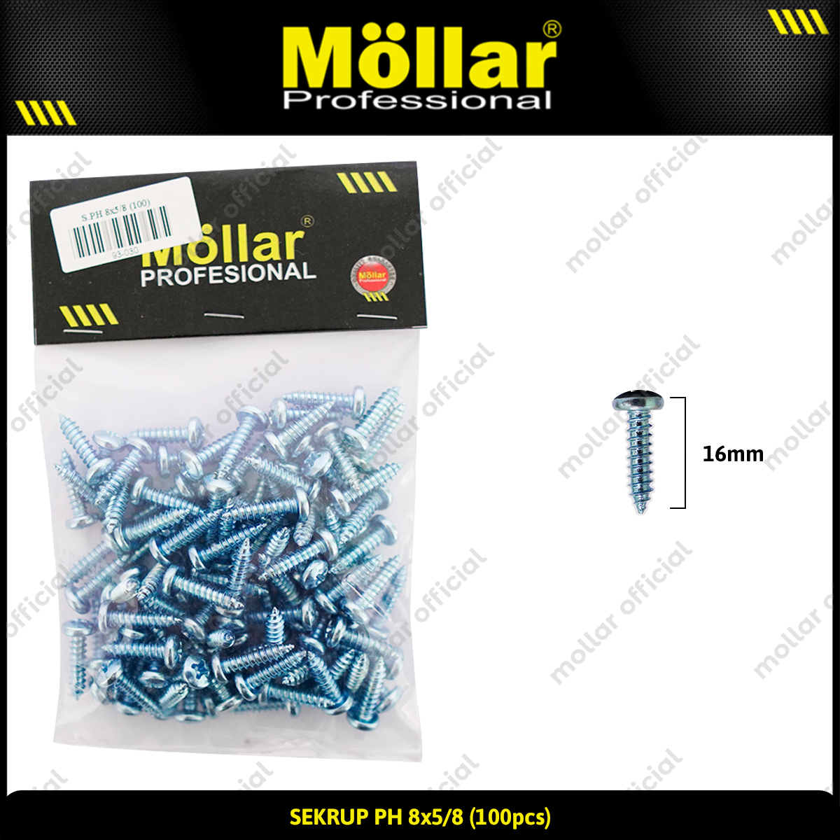 MOLLAR 93-030 Sekrup PH 8 x 5/8 - 100 pcs