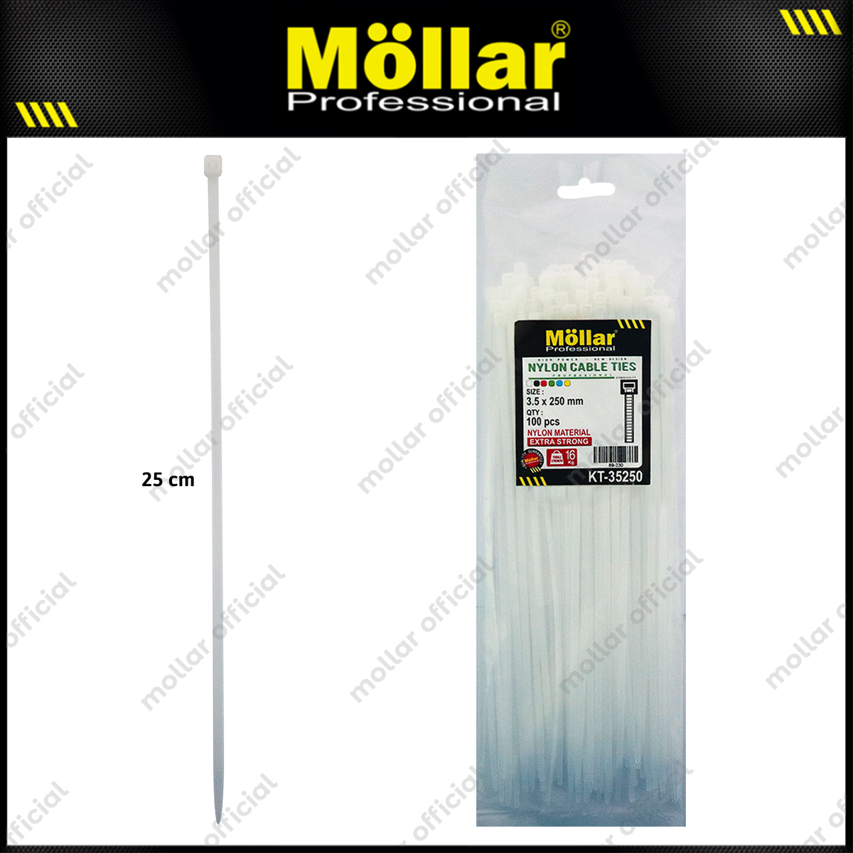 MOLLAR KT-35250 Kabel Ties 3.5x250 mm Putih