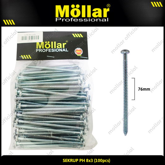 MOLLAR 93-038 Sekrup PH 8 x 3 - 100 pcs