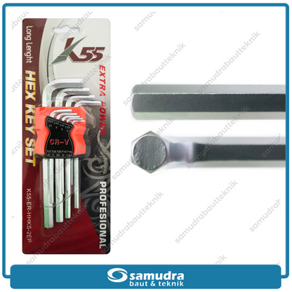 K55 ER-HHKS-2EP Kunci L Set Panjang 9 pcs Long Flat 1.5-10 mm