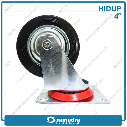 XANDER RODA-195 Roda Karet Hitam Hidup 4" - Satuan