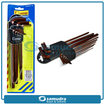 LIPPRO 161 Kunci L Set Panjang Extra Long Flat 9 Pcs 1.5-10 mm