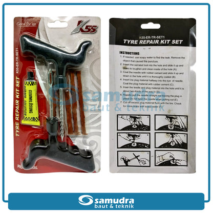 K55 K55-ER-TR-SET1 Alat Tambal Ban Tubles Set Gagang Plastik
