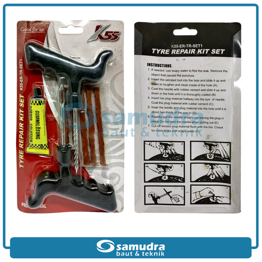 K55 K55-ER-TR-SET1 Alat Tambal Ban Tubles Set Gagang Plastik