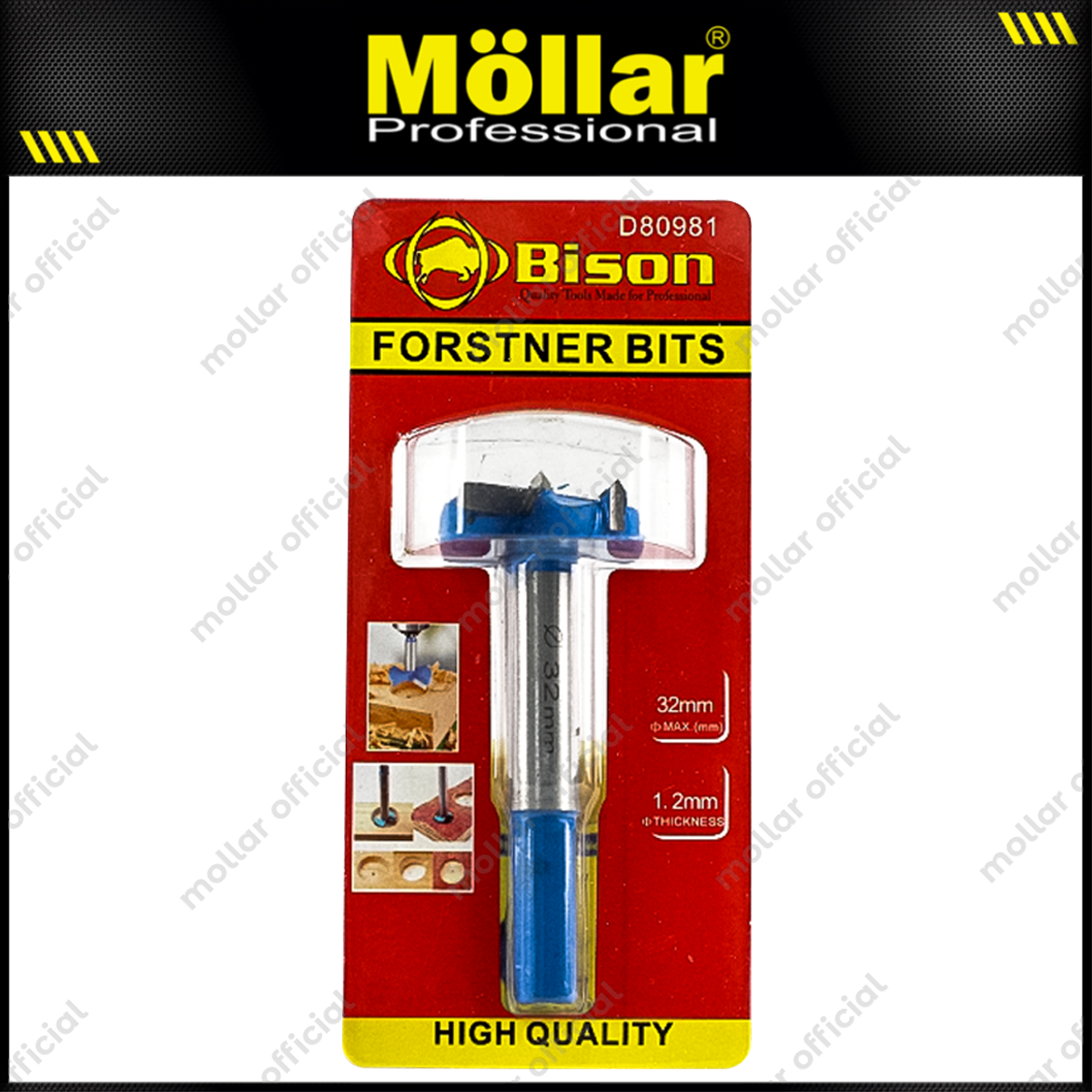BISON D80981 Mata Bor Kayu Engsel Sendok 32 mm / Forstner Bit