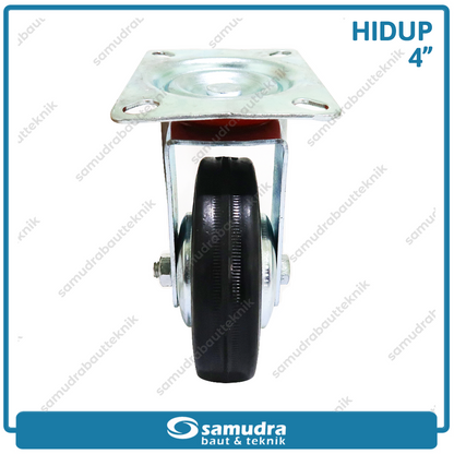 XANDER RODA-195 Roda Karet Hitam Hidup 4" - Satuan