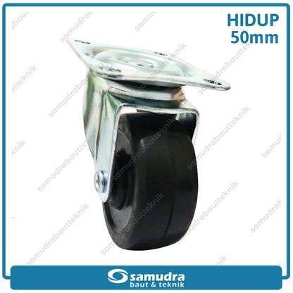 XANDER RODA-341 Roda Gepeng Karet Hitam Hidup 2" XD-350-50mm - Satuan