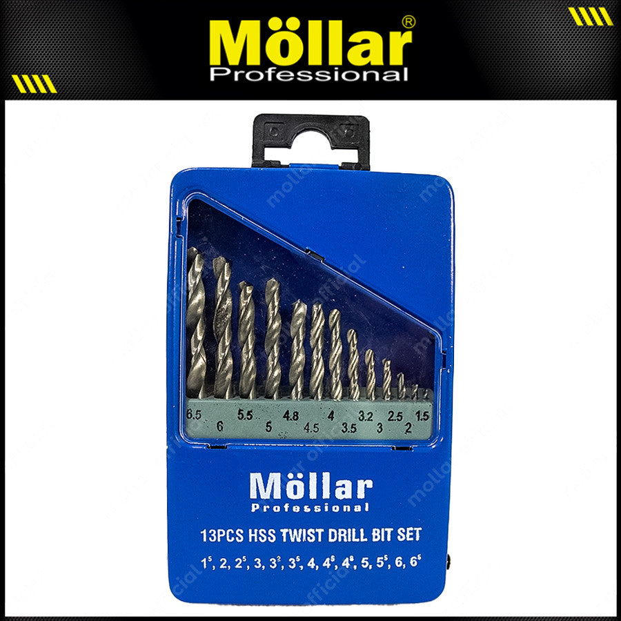 MOLLAR Mata Bor Set Besi 13 Pcs HSS 1.5 mm - 6.5 mm