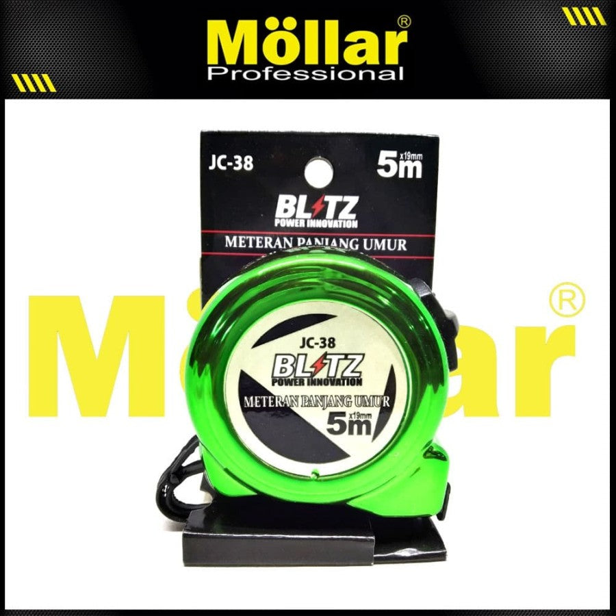 BLITZ Roll Meteran Panjang Umur 5 Meter x 19 mm Warna Hijau