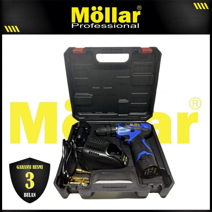 [PAKET] MOLLAR CDD35 Bor Cordless & MOLLAR 2 Pcs Mata Bor Besi 3 mm