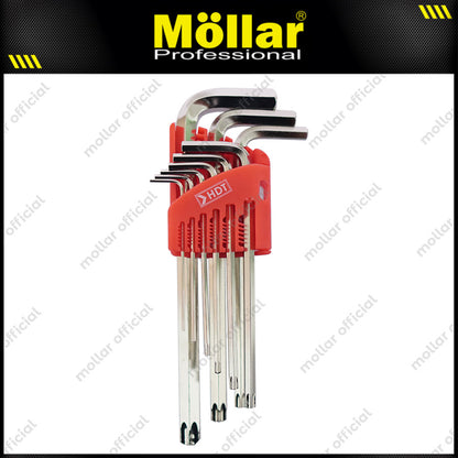 HDT 9LC Kunci L Set Panjang Kombinasi Bintang 9 pcs