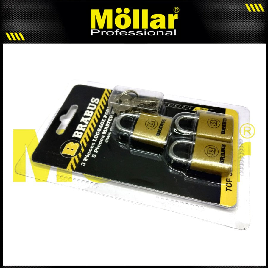 BRABUS 3 Pcs Gembok Mini 20 Mm Tas Koper Set Master Key