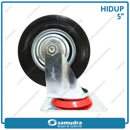 XANDER RODA-348 Roda Karet Hitam Hidup 5" - Satuan