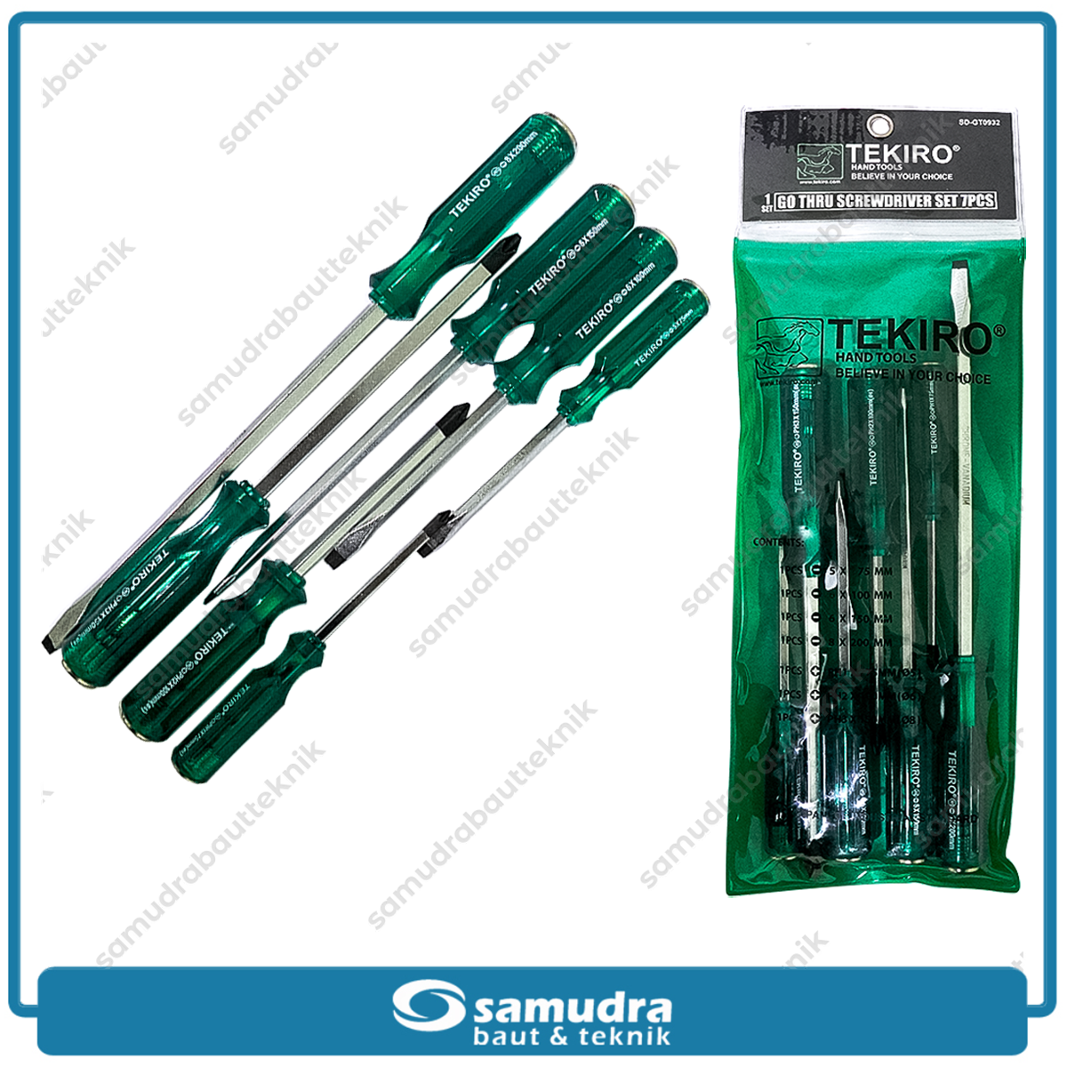 TEKIRO SD-GT0932 Obeng Tembus Hijau Set 7 pcs