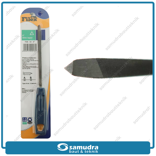 FILEX FXS-03 Kikir Segitiga 4" Blister Slim Taper