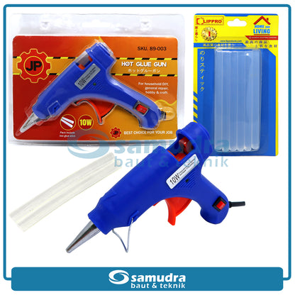 [PAKET] JP Glue Gun 10 Watt & LIPPRO Refill Lem Tembak Lilin Bakar Kecil